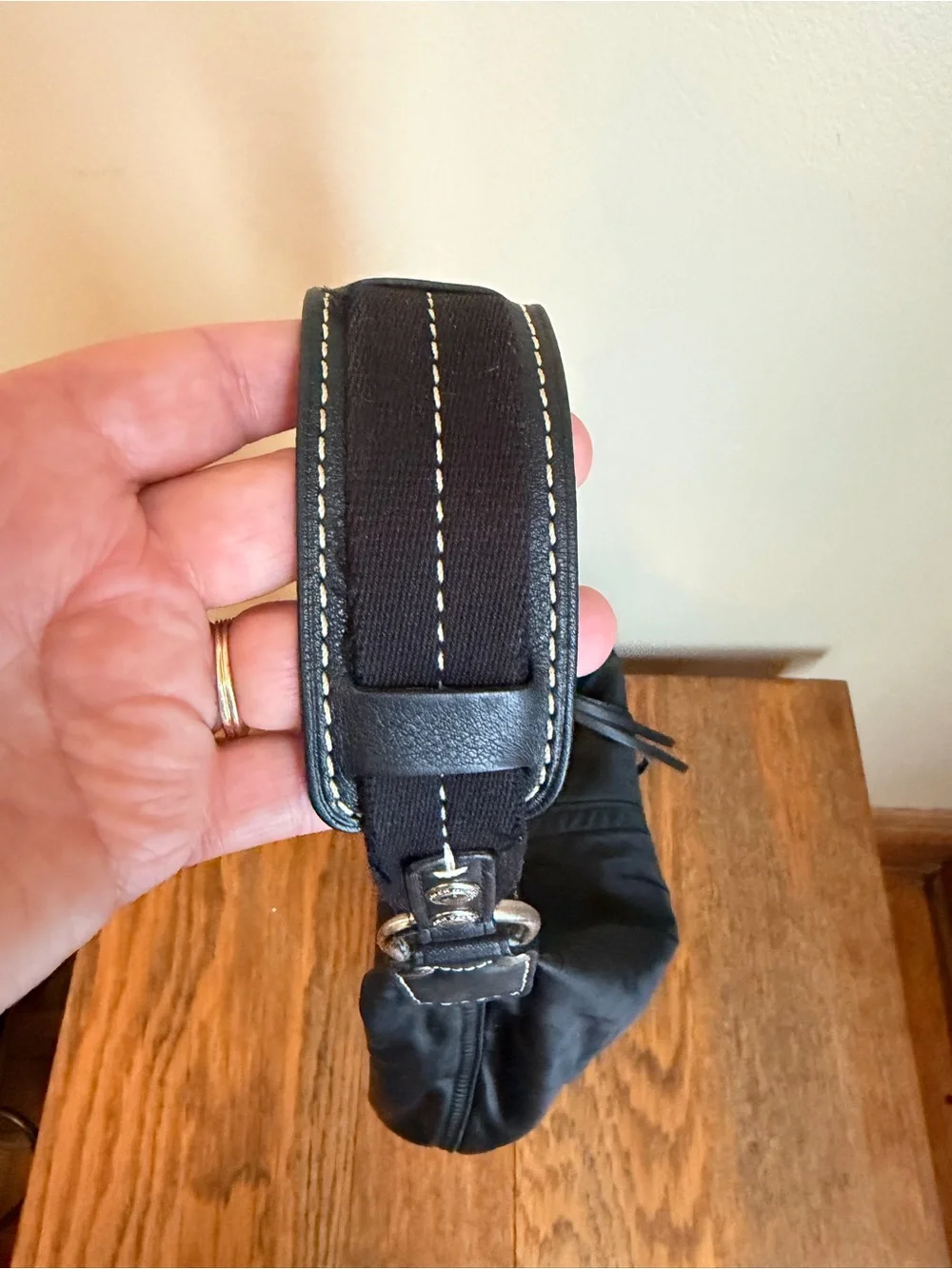 Coach 1891 Purse Nylon Hobo Bag Blue Liner Vintage Y2k Black Leather Trims